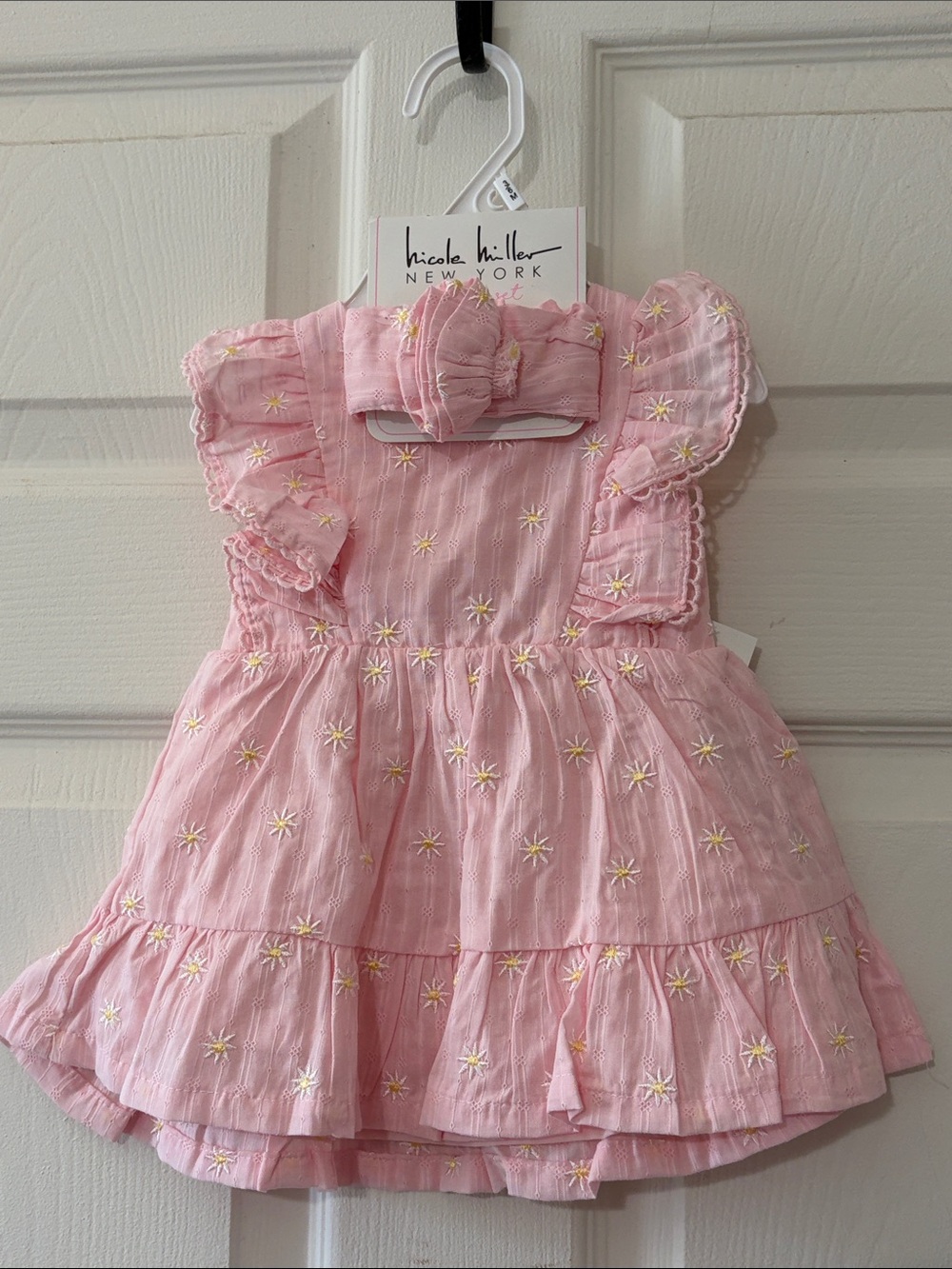 NWT Nicole Miller New York Pink Embroidered Baby Dress